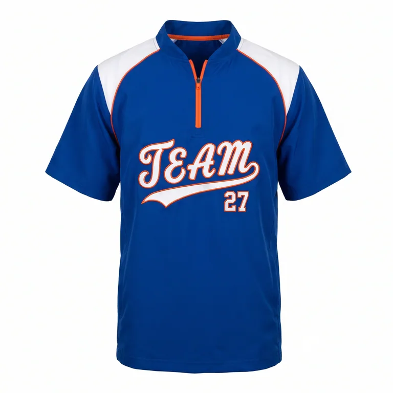 Custom baseball batting cage jackets, front view