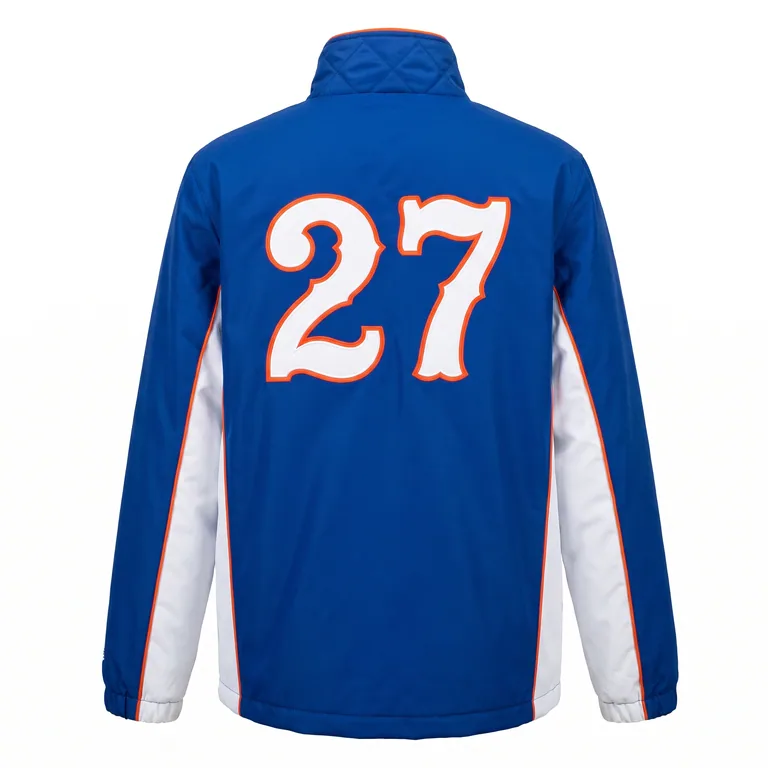 Custom baseball bench jackets, back view
