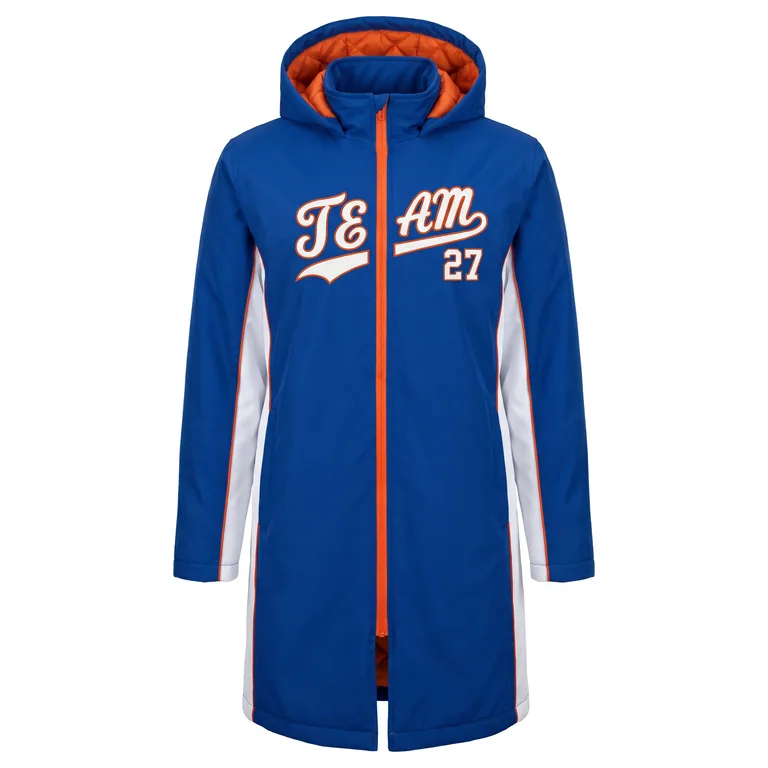 Custom baseball bench jackets, front view