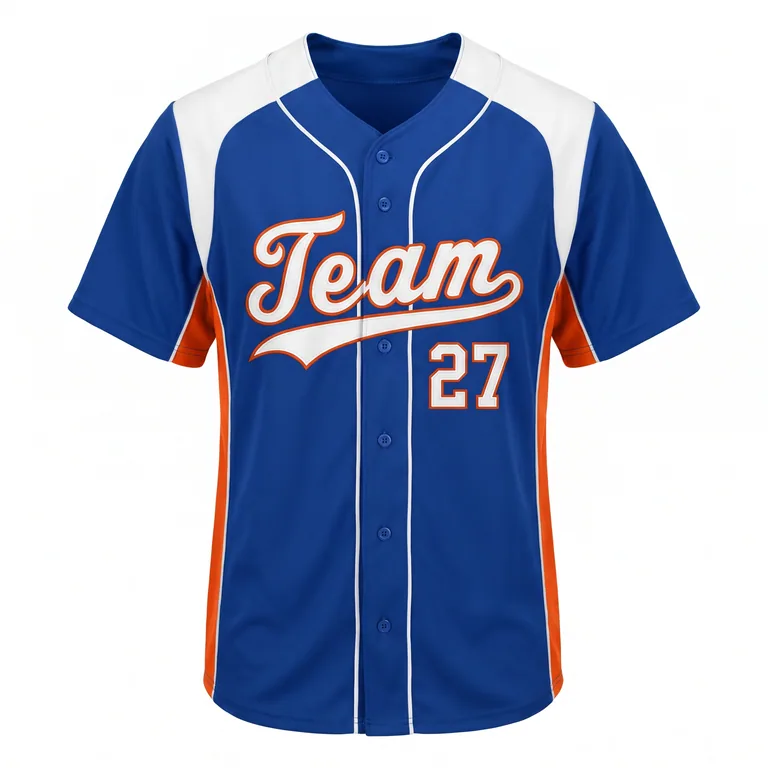 Custom baseball button-front game jerseys, front view