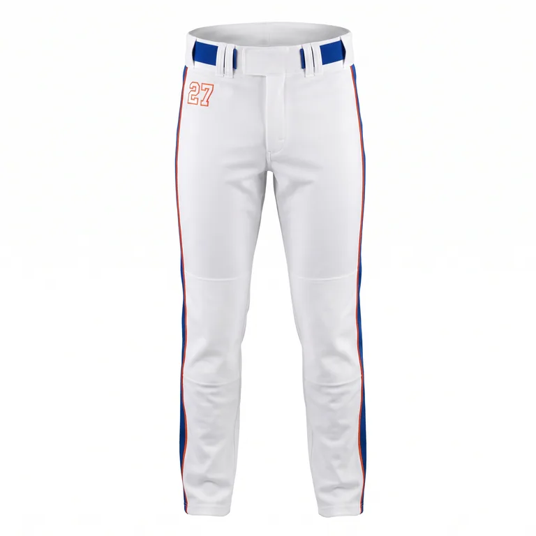Custom baseball full-length game pants, front view