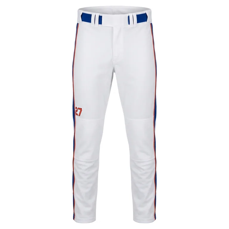 Custom baseball full-length game pants, left side view