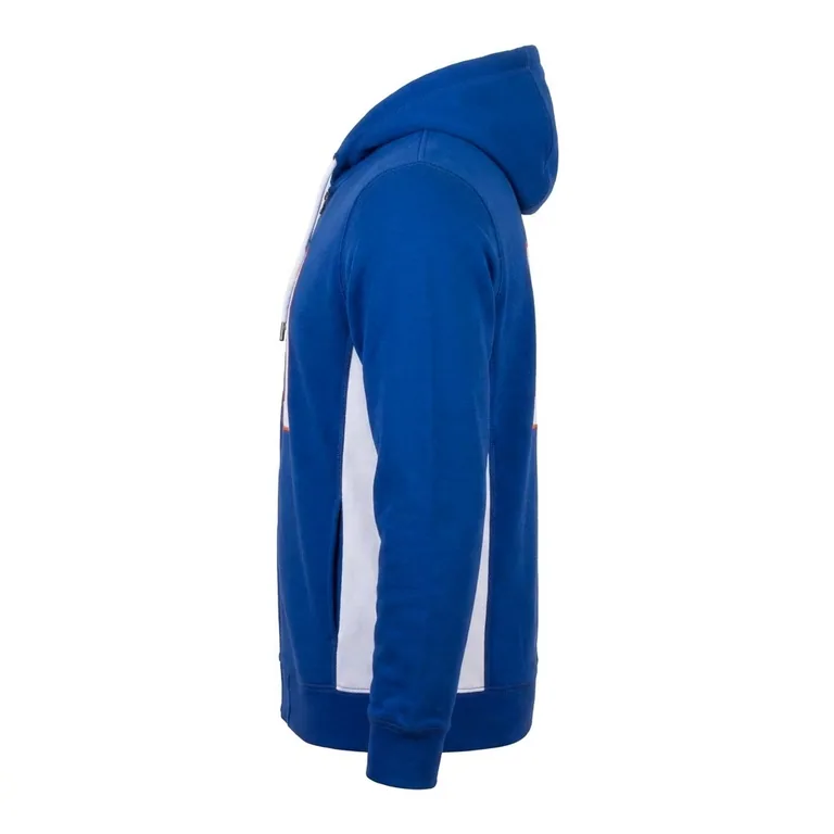 Custom baseball full-zip hooded jackets, right side view
