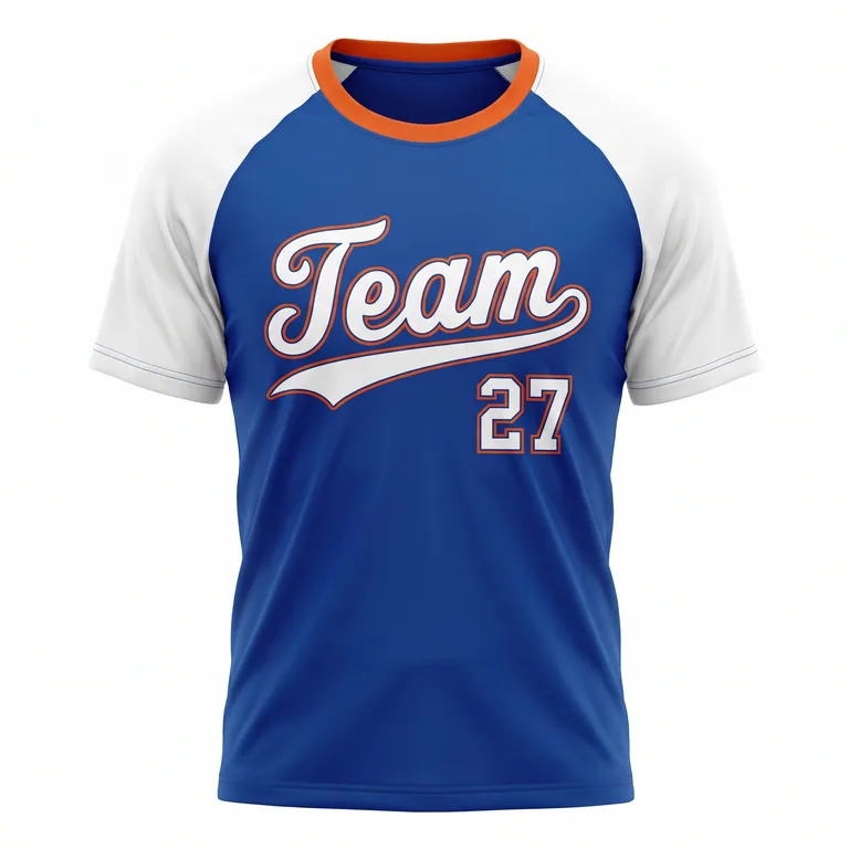 Custom baseball short-sleeve training tees, front view