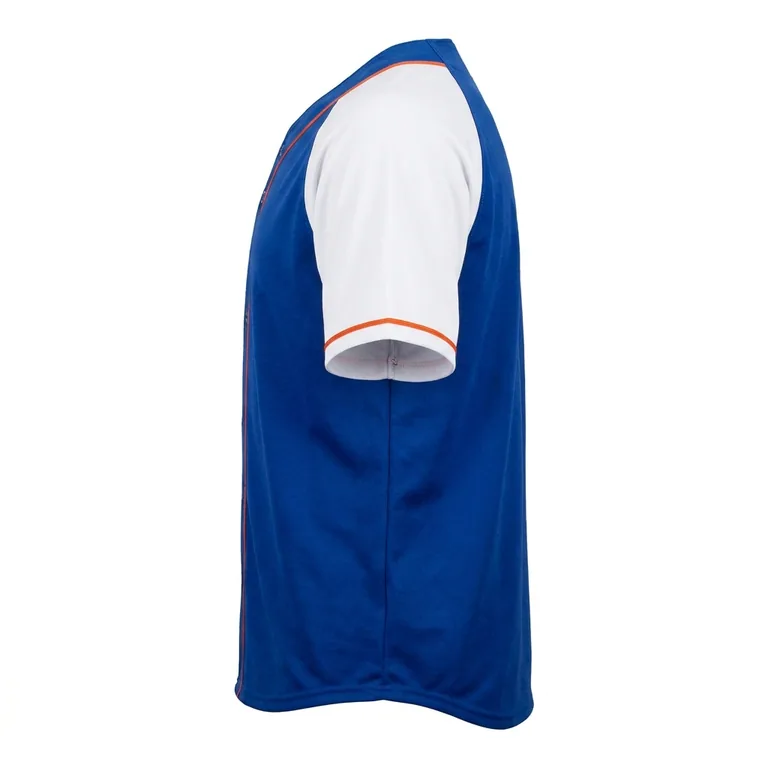 Custom baseball two-button placket jerseys, right side view