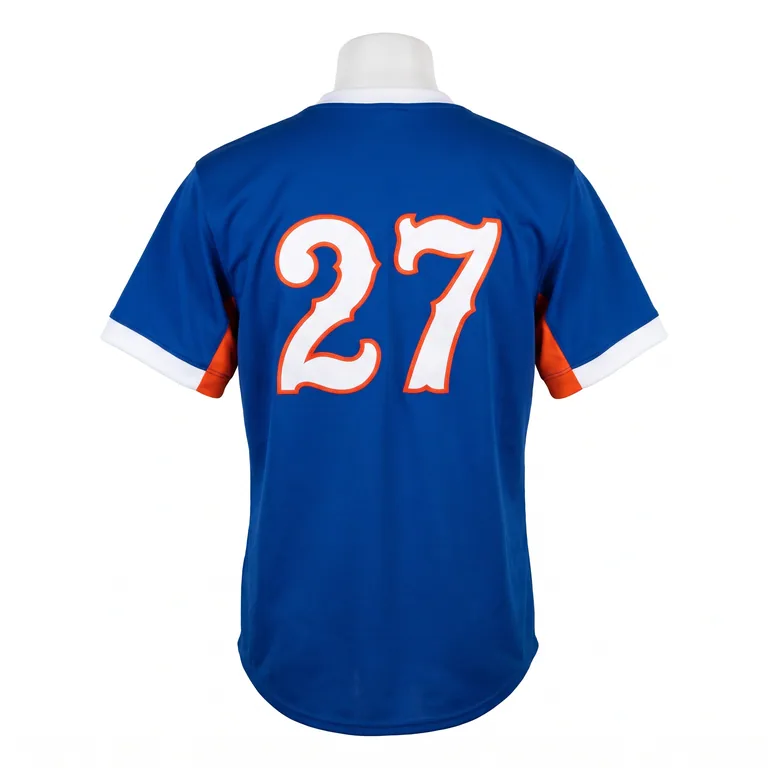 Custom baseball v-neck game jerseys, back view