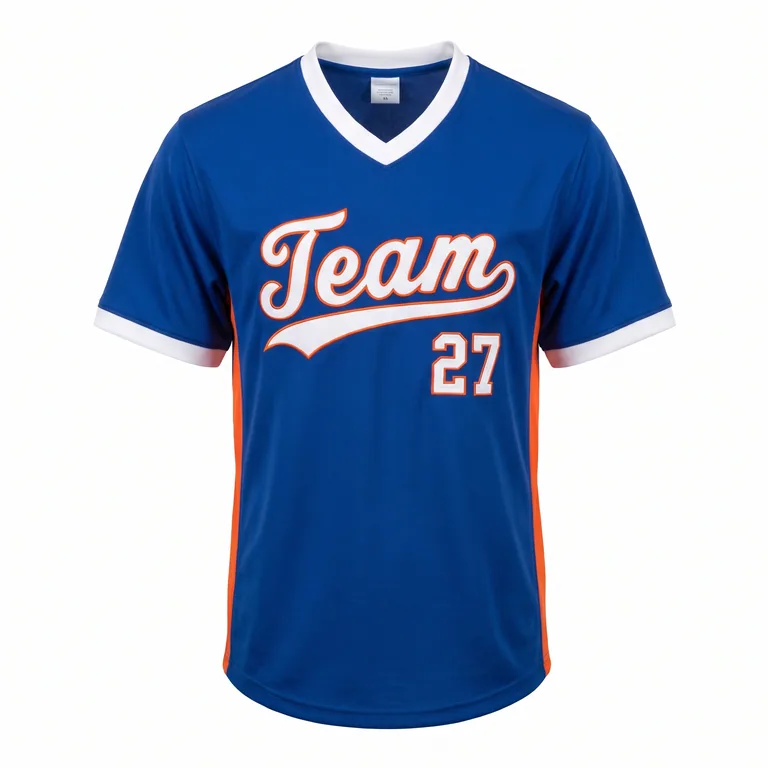 Custom baseball v-neck game jerseys, front view