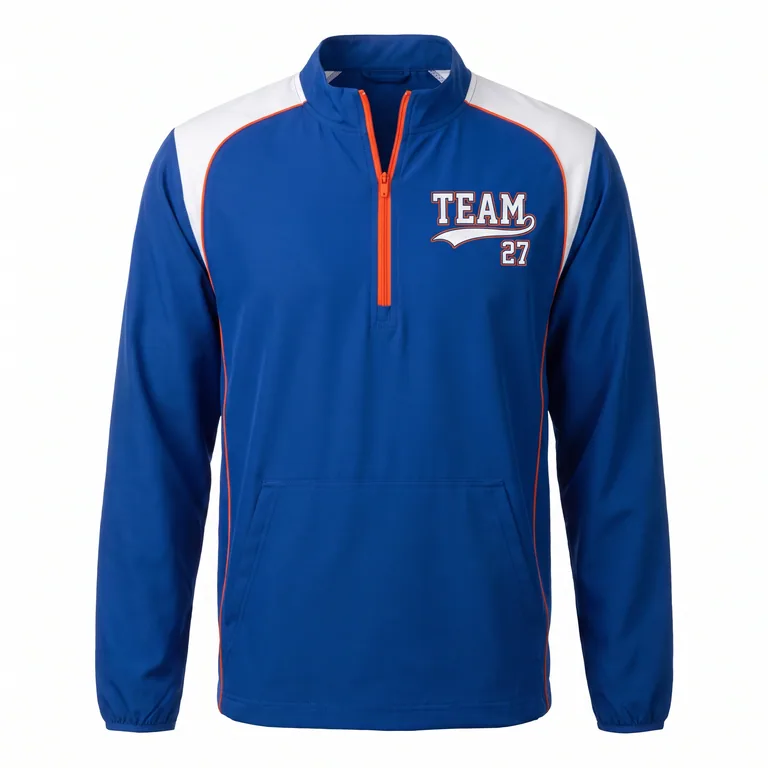 Custom baseball wind pullovers, front view