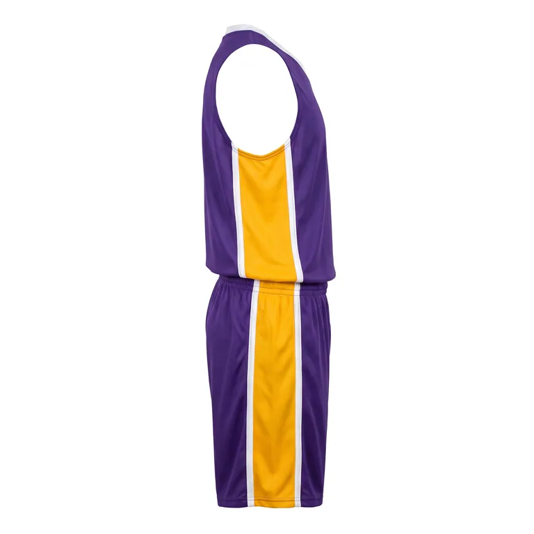 Custom basketball crew-neck game uniforms, left side view
