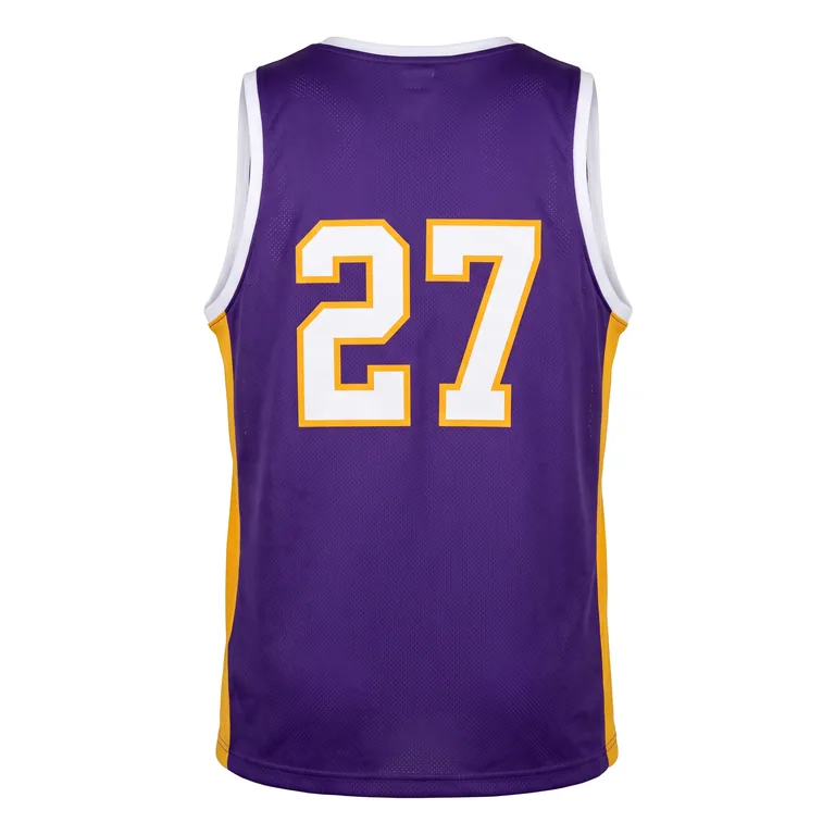 Custom basketball crew-neck reversible jerseys, back view
