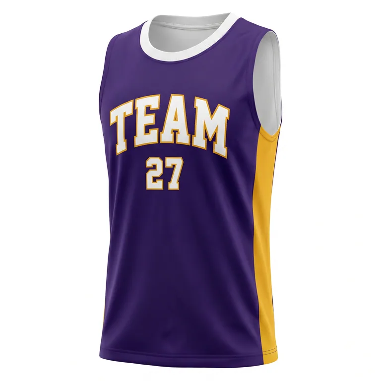 Custom basketball crew-neck reversible jerseys, front view