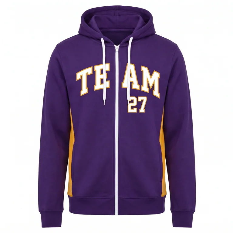 Custom basketball full-zip hooded jackets, front view