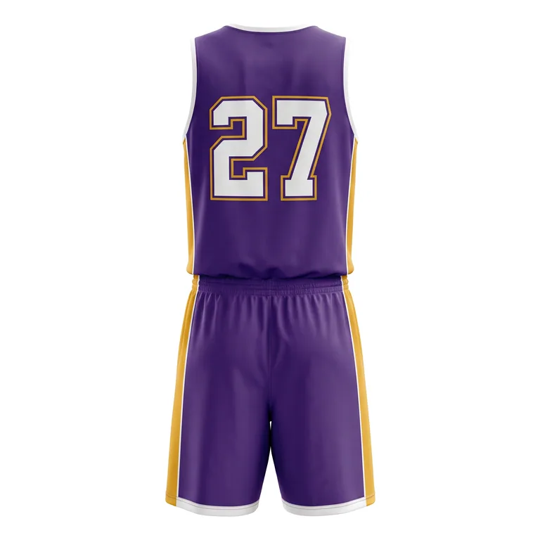 Custom basketball reversible game uniforms, back view