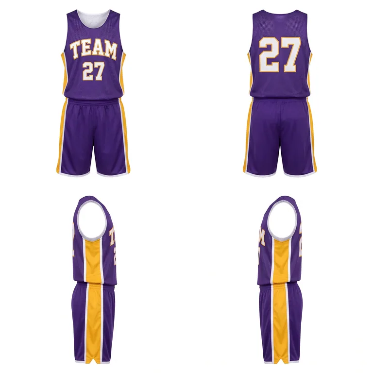 Custom basketball reversible game uniforms, right side view