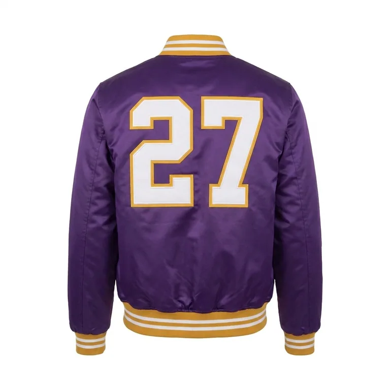 Custom basketball satin bomber jackets, back view