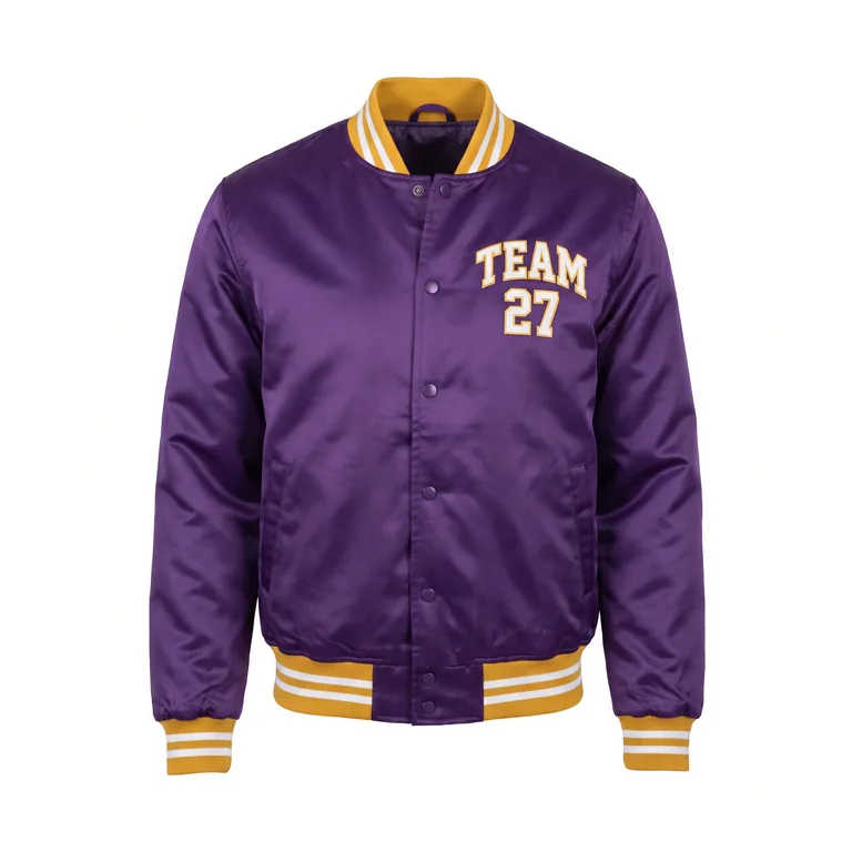 Custom basketball satin bomber jackets, front view