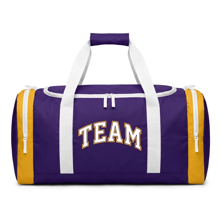 Custom basketball team duffel bags, front view