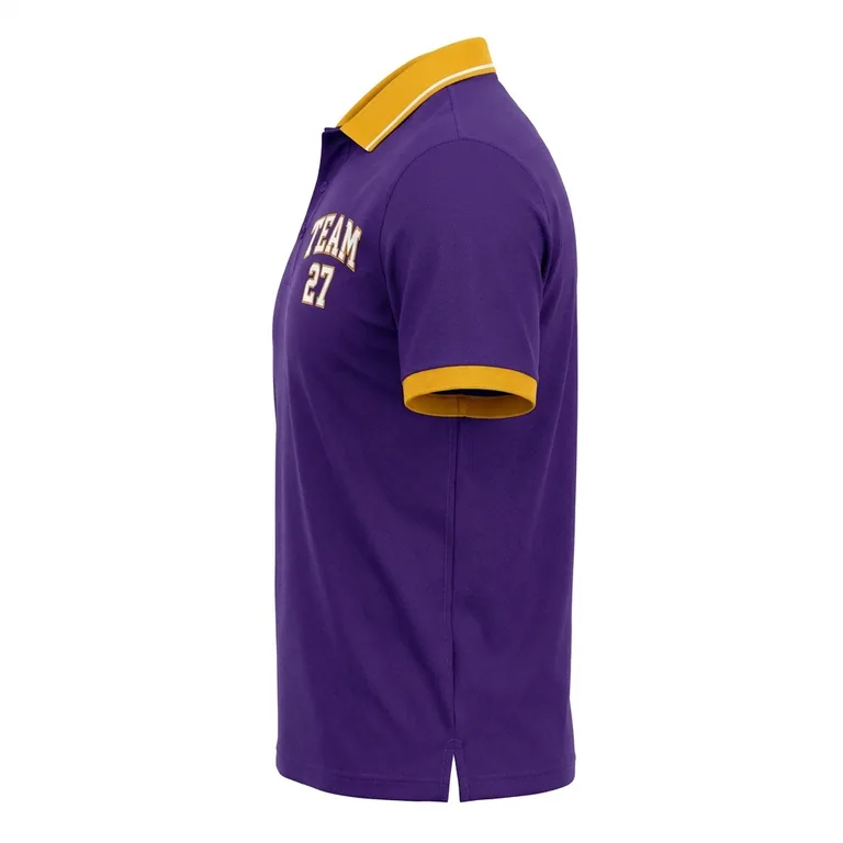 Custom basketball team polos, left side view