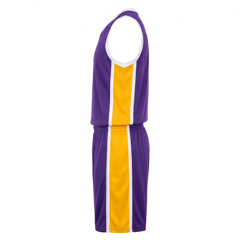 Custom basketball v-neck game uniforms, right side view