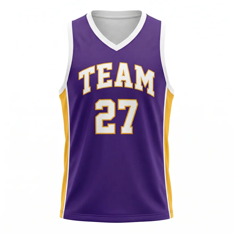 Custom basketball v-neck reversible jerseys, front view