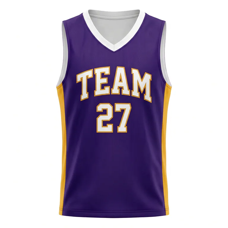 Custom basketball v-neck reversible jerseys, left side view