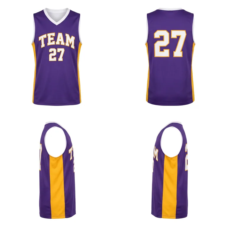Custom basketball v-neck reversible jerseys, right side view