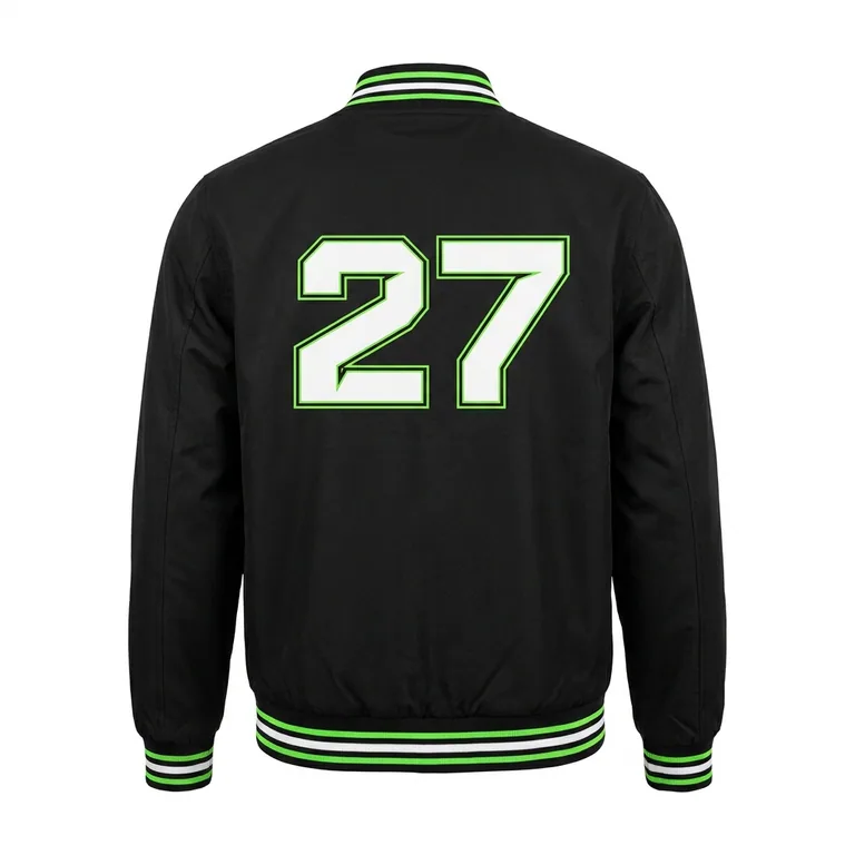 Custom esports bomber jackets, back view