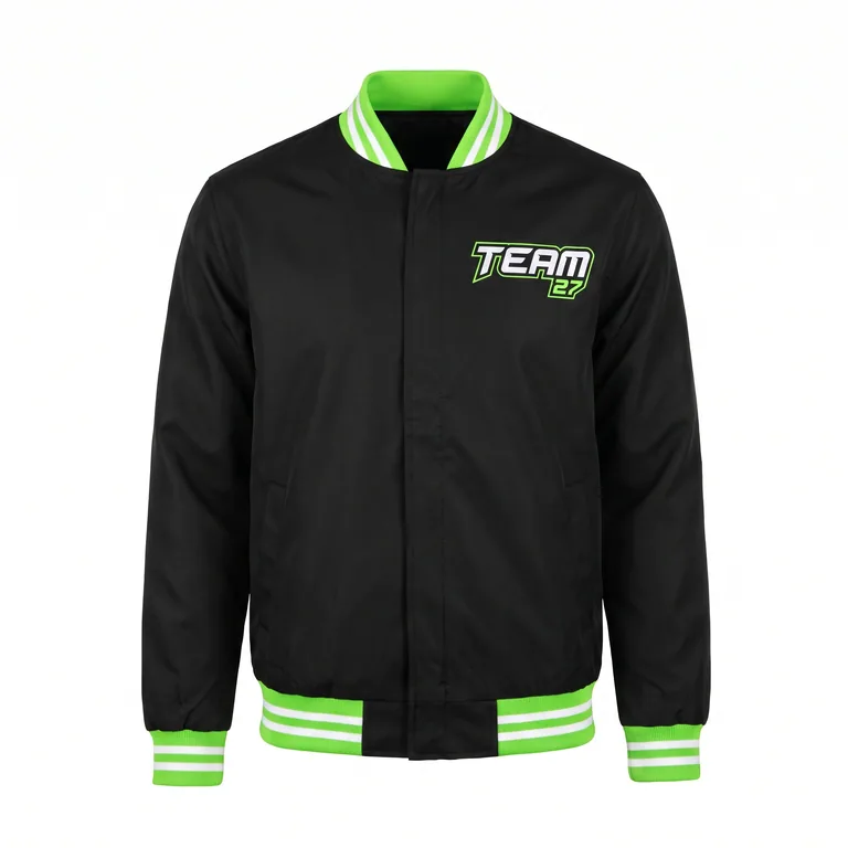 Custom esports bomber jackets, front view