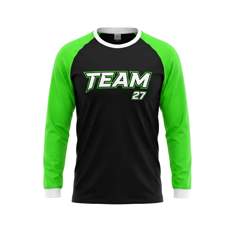 Custom esports long-sleeve team tees, front view