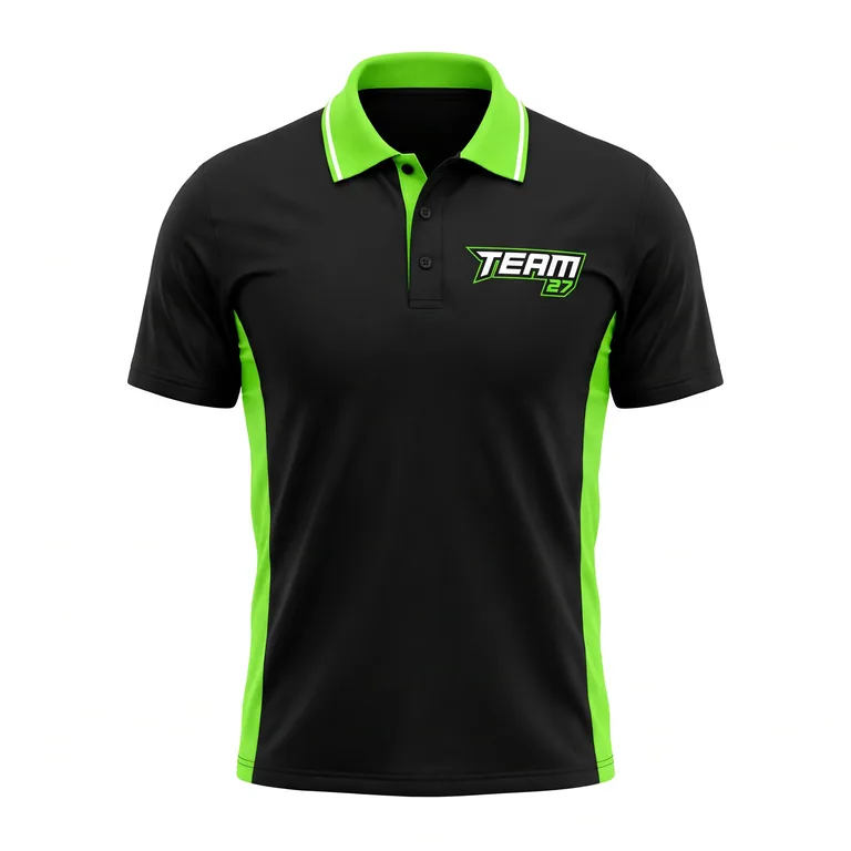 Custom esports performance team polos, front view