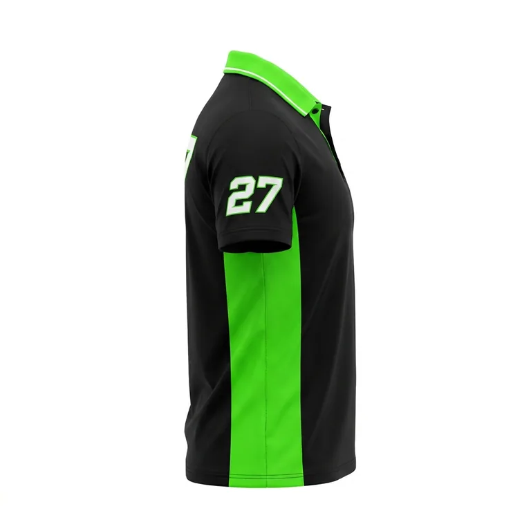 Custom esports performance team polos, left side view