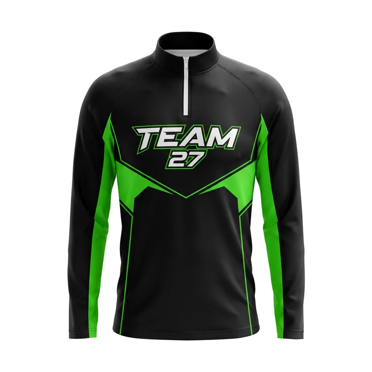 Custom esports quarter-zip player jerseys, front view