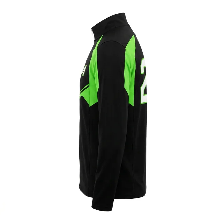 Custom esports quarter-zip player jerseys, left side view