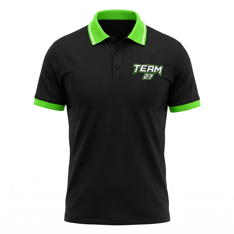 Custom esports team polos, front view