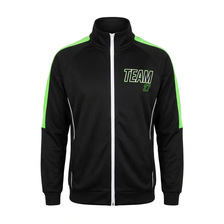 Custom esports warm-up jackets, front view