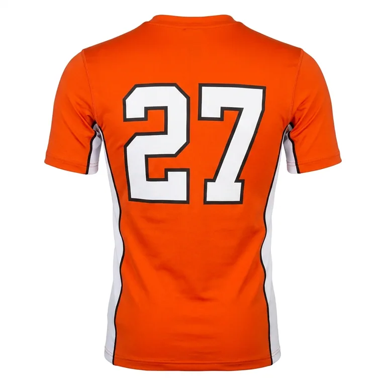 Custom flag football base-layer jerseys, back view