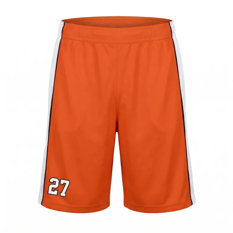 Custom flag football belt-friendly game shorts, front view