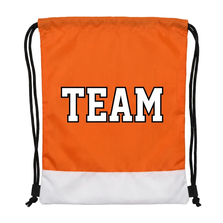 Custom flag football drawstring bags, front view