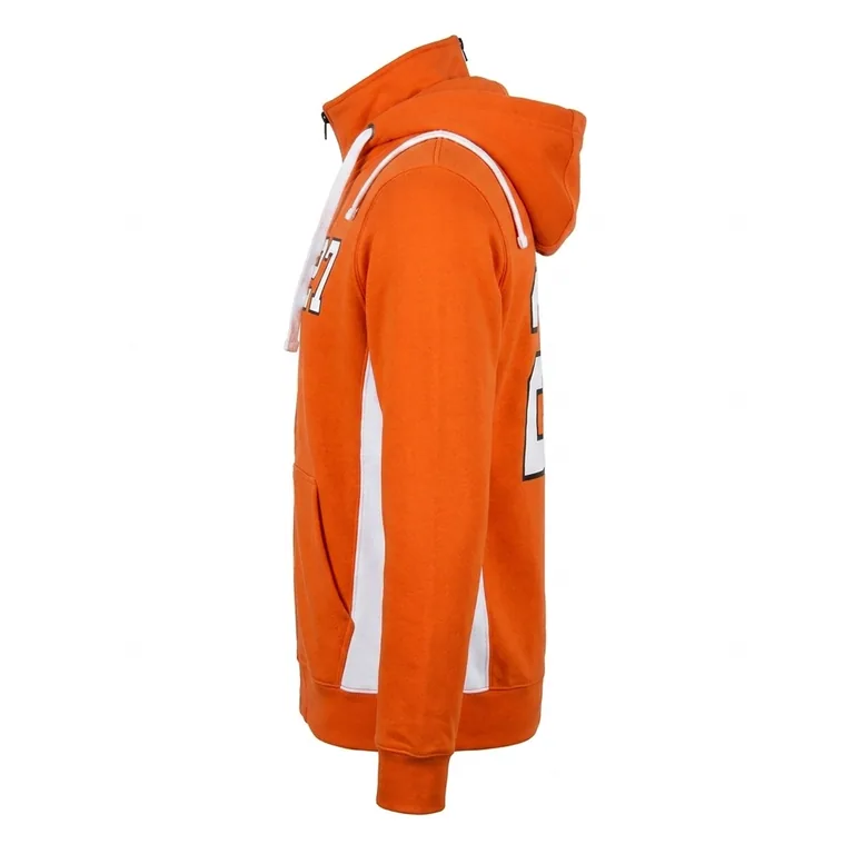 Custom flag football full-zip hooded jackets, right side view