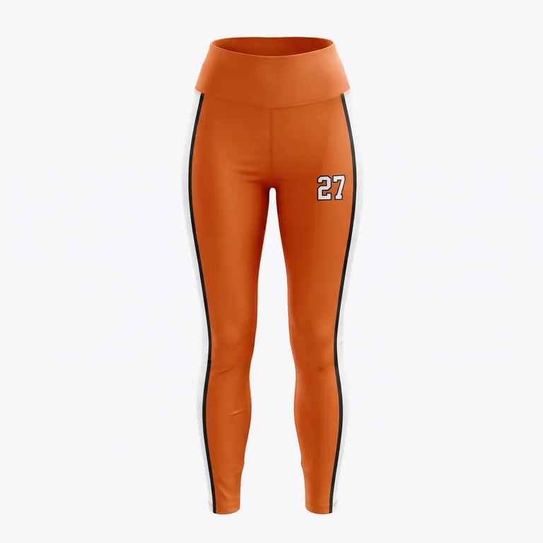Custom flag football high-rise base-layer tights, front view