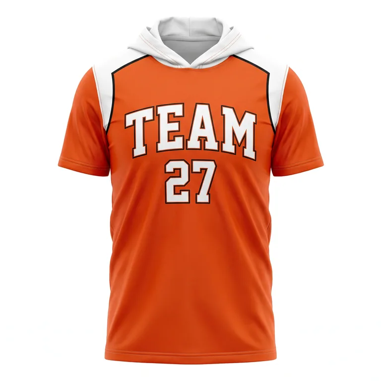 Custom flag football hooded game jerseys, front view