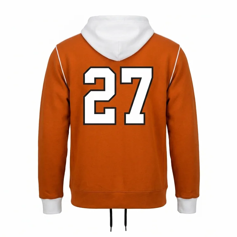 Custom flag football hooded pullovers, back view