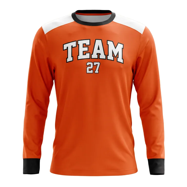 Custom flag football long-sleeve training shirts, front view