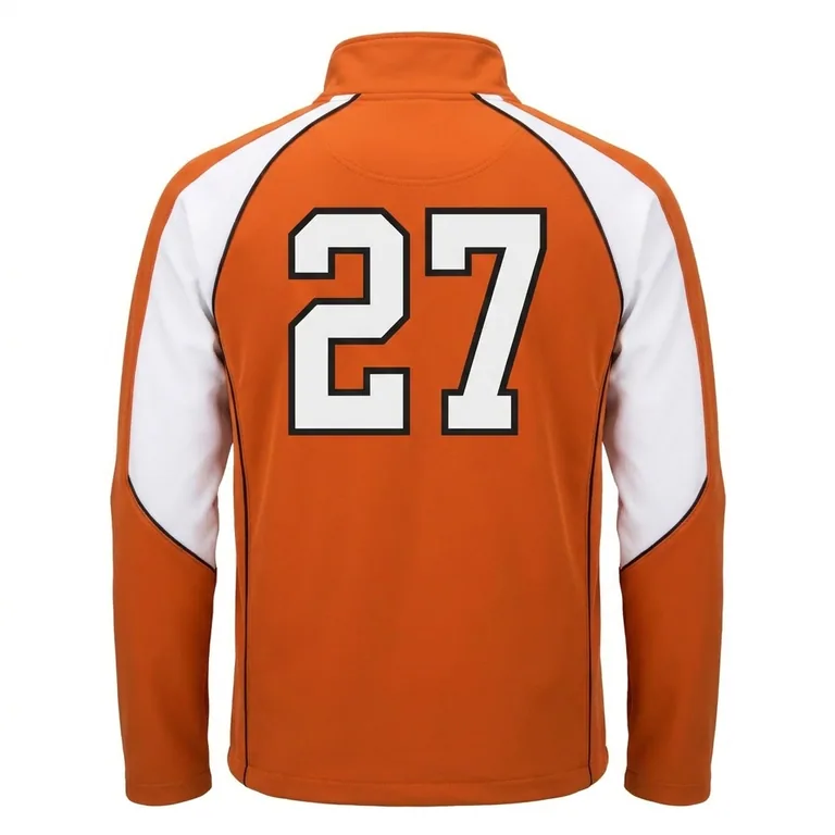 Custom flag football team jackets, back view