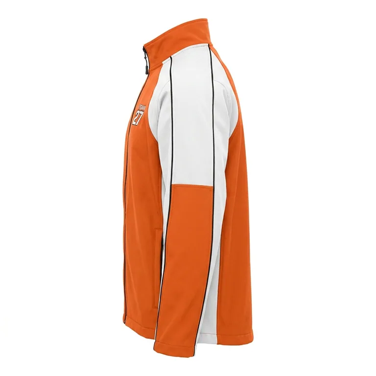 Custom flag football team jackets, left side view
