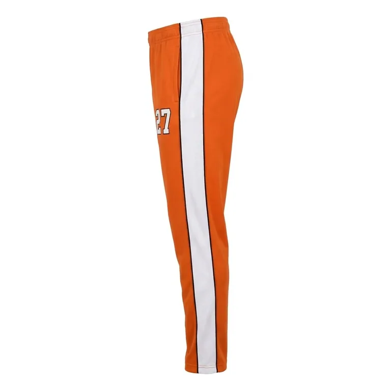 Custom flag football warm-up pants, left side view