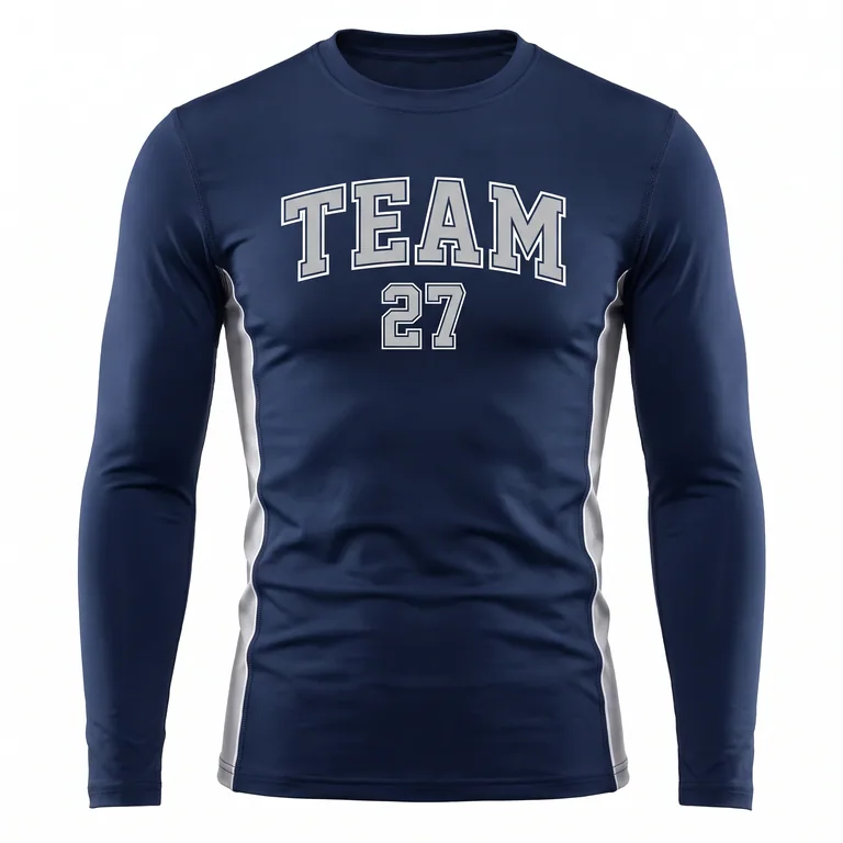 Custom football base-layer shirts, front view