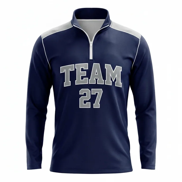 Custom football quarter-zip tops, front view