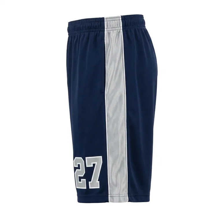 Custom football training shorts, left side view
