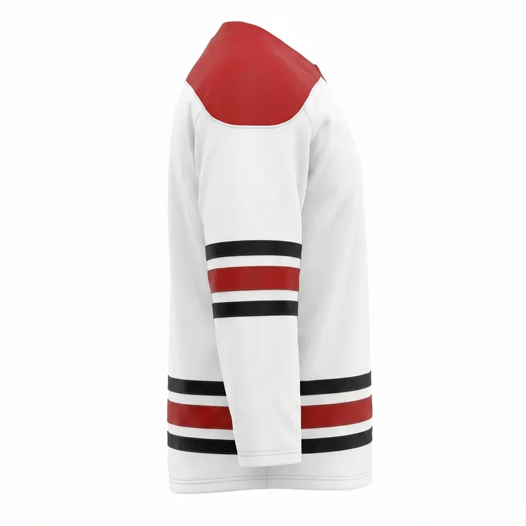Custom hockey away game jerseys, left side view